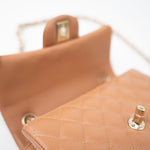 CHANEL Handbag 22S Caramel Lambskin Quilted Mini Rectangular Single Flap Light Gold Hardware -Knockoff
