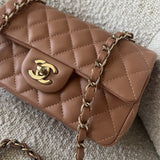 CHANEL Handbag 22S Caramel Mini Rectangular Lambskin Quilted LGHW -Knockoff
