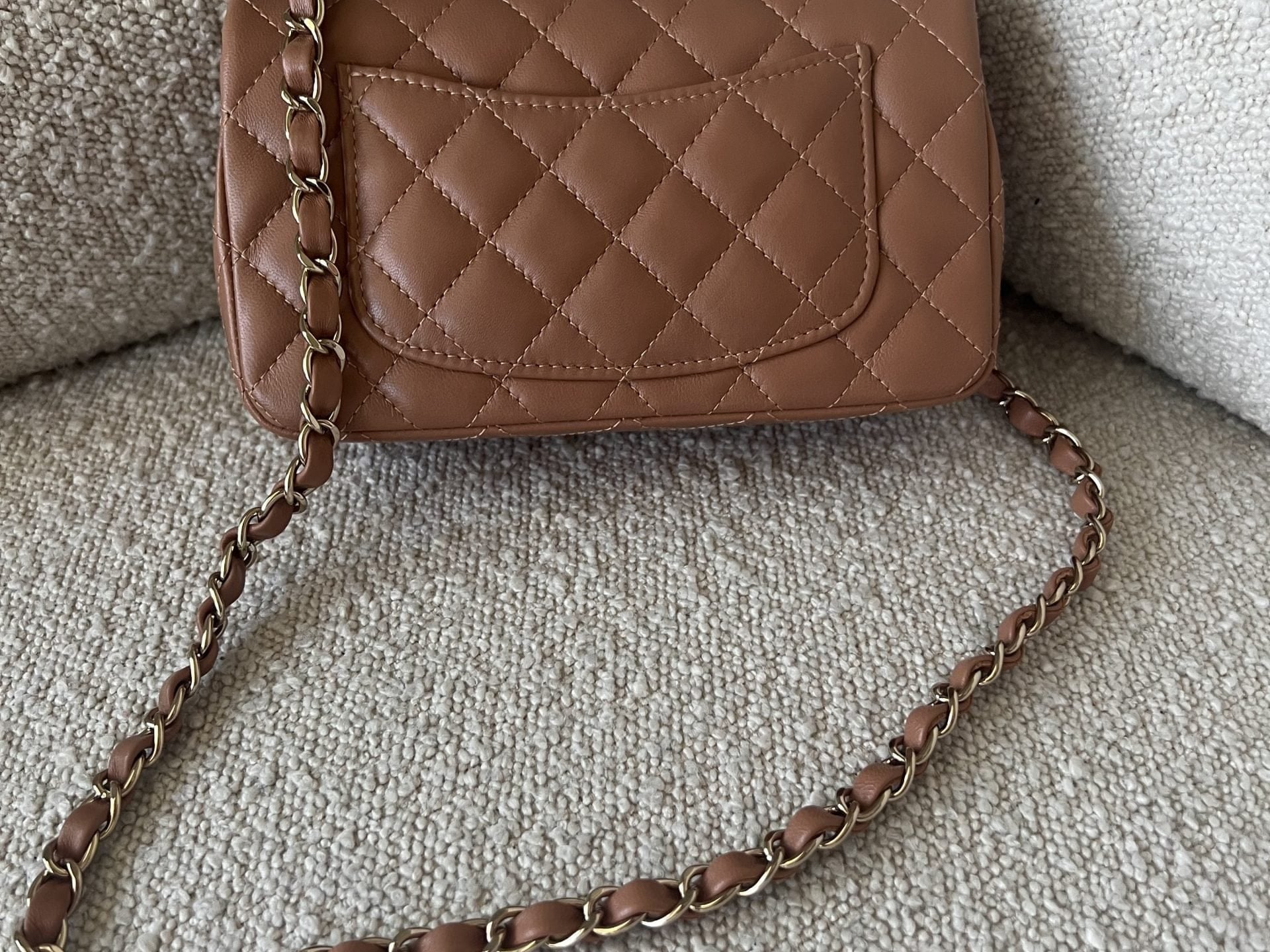 CHANEL Handbag 22S Caramel Mini Rectangular Lambskin Quilted LGHW -Knockoff
