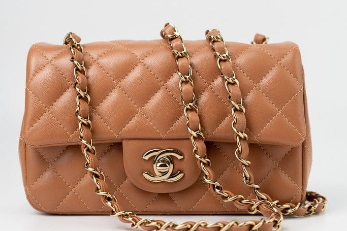 CHANEL Handbag 22S Caramel Mini Rectangular Lambskin Quilted LGHW -Knockoff
