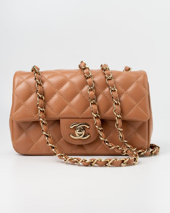 CHANEL Handbag 22S Caramel Mini Rectangular Lambskin Quilted LGHW -Knockoff
