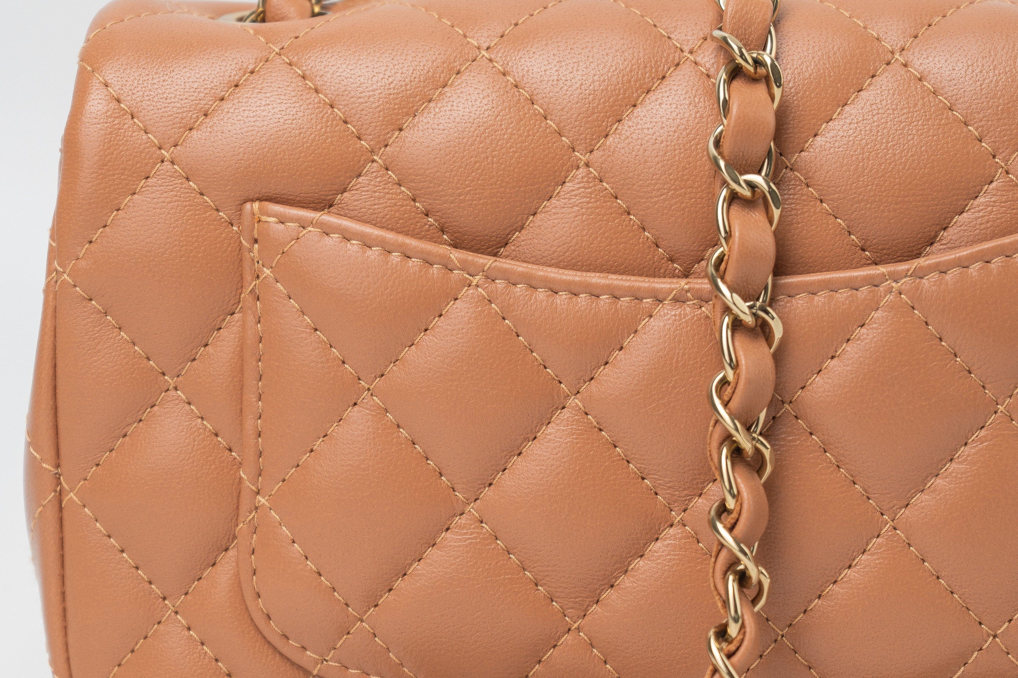 CHANEL Handbag 22S Caramel Mini Rectangular Lambskin Quilted LGHW -Knockoff
