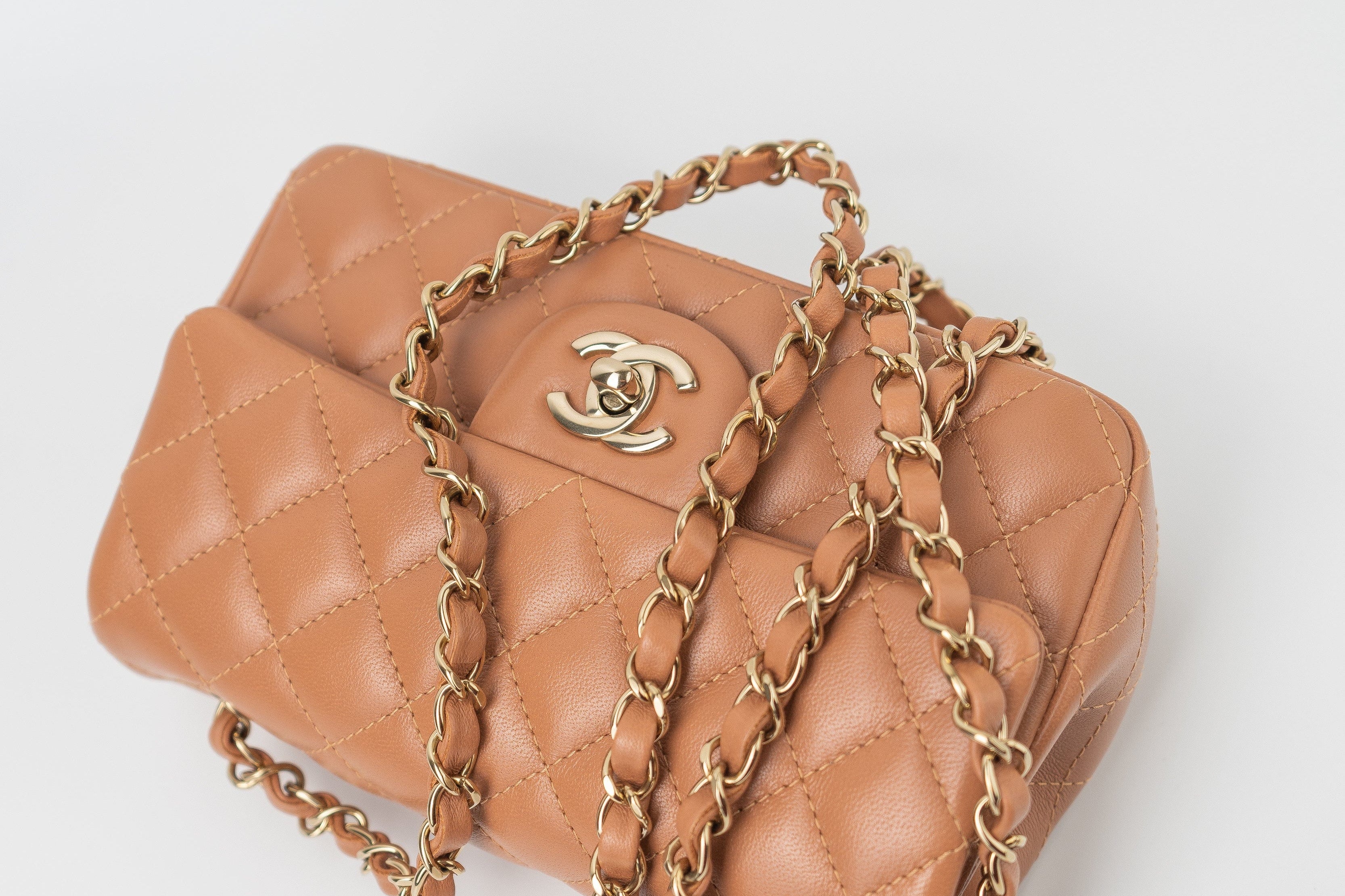 CHANEL Handbag 22S Caramel Mini Rectangular Lambskin Quilted LGHW -Knockoff
