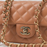 CHANEL Handbag 22S Caramel Mini Rectangular Lambskin Quilted LGHW -Knockoff
