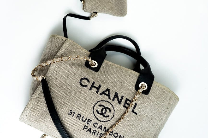 CHANEL Handbag 22S Dark Beige Deauville Shopping Bag Small Light Gold Hardware -Knockoff
