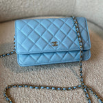 CHANEL Handbag 22S Light Blue Caviar Quilted Wallet On Chain (WOC) -Knockoff
