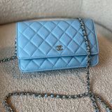 CHANEL Handbag 22S Light Blue Caviar Quilted Wallet On Chain (WOC) -Knockoff
