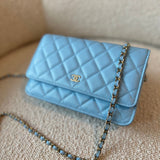 CHANEL Handbag 22S Light Blue Caviar Quilted Wallet On Chain (WOC) -Knockoff
