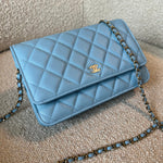 CHANEL Handbag 22S Light Blue Caviar Quilted Wallet On Chain (WOC) -Knockoff
