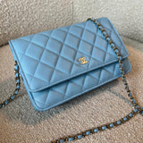 CHANEL Handbag 22S Light Blue Caviar Quilted Wallet On Chain (WOC) -Knockoff
