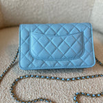 CHANEL Handbag 22S Light Blue Caviar Quilted Wallet On Chain (WOC) -Knockoff
