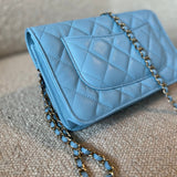 CHANEL Handbag 22S Light Blue Caviar Quilted Wallet On Chain (WOC) -Knockoff
