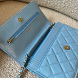 CHANEL Handbag 22S Light Blue Caviar Quilted Wallet On Chain (WOC) -Knockoff
