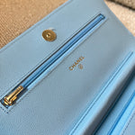 CHANEL Handbag 22S Light Blue Caviar Quilted Wallet On Chain (WOC) -Knockoff
