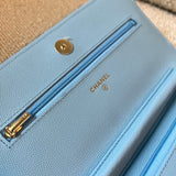 CHANEL Handbag 22S Light Blue Caviar Quilted Wallet On Chain (WOC) -Knockoff
