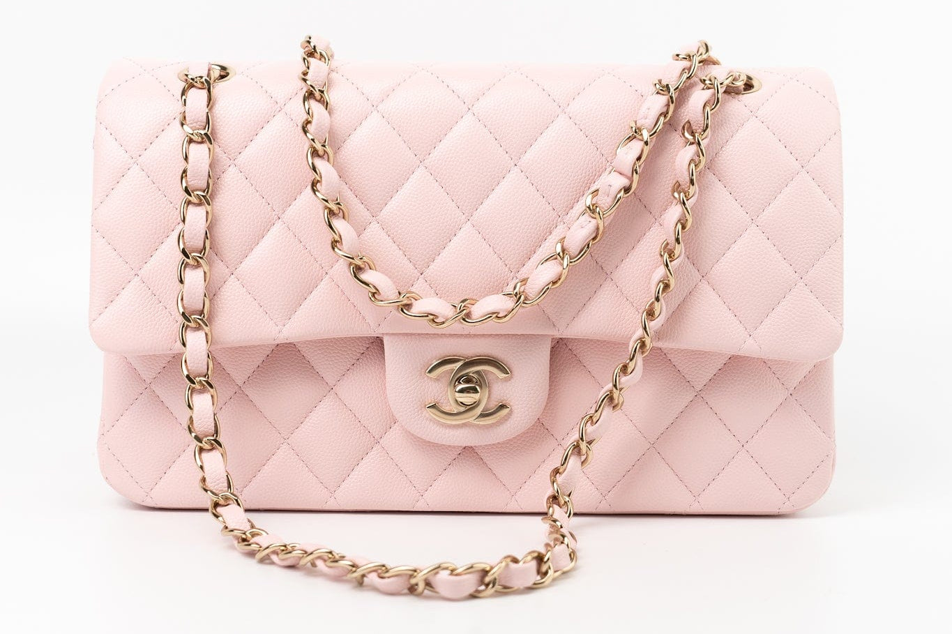 CHANEL Handbag 22S Light Pink Caviar Quilted Classic Flap Medium LGHW -Knockoff
