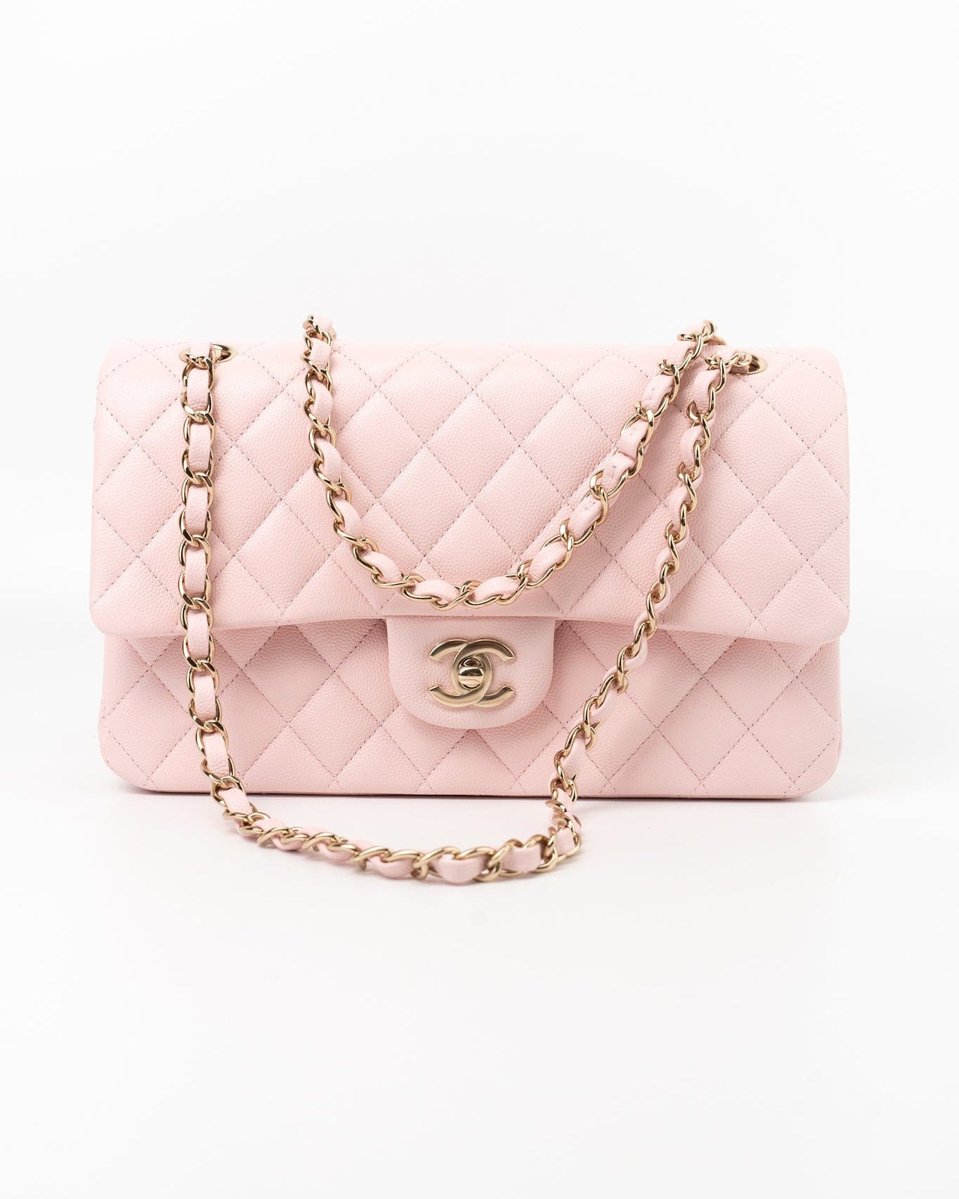 CHANEL Handbag 22S Light Pink Caviar Quilted Classic Flap Medium LGHW -Knockoff
