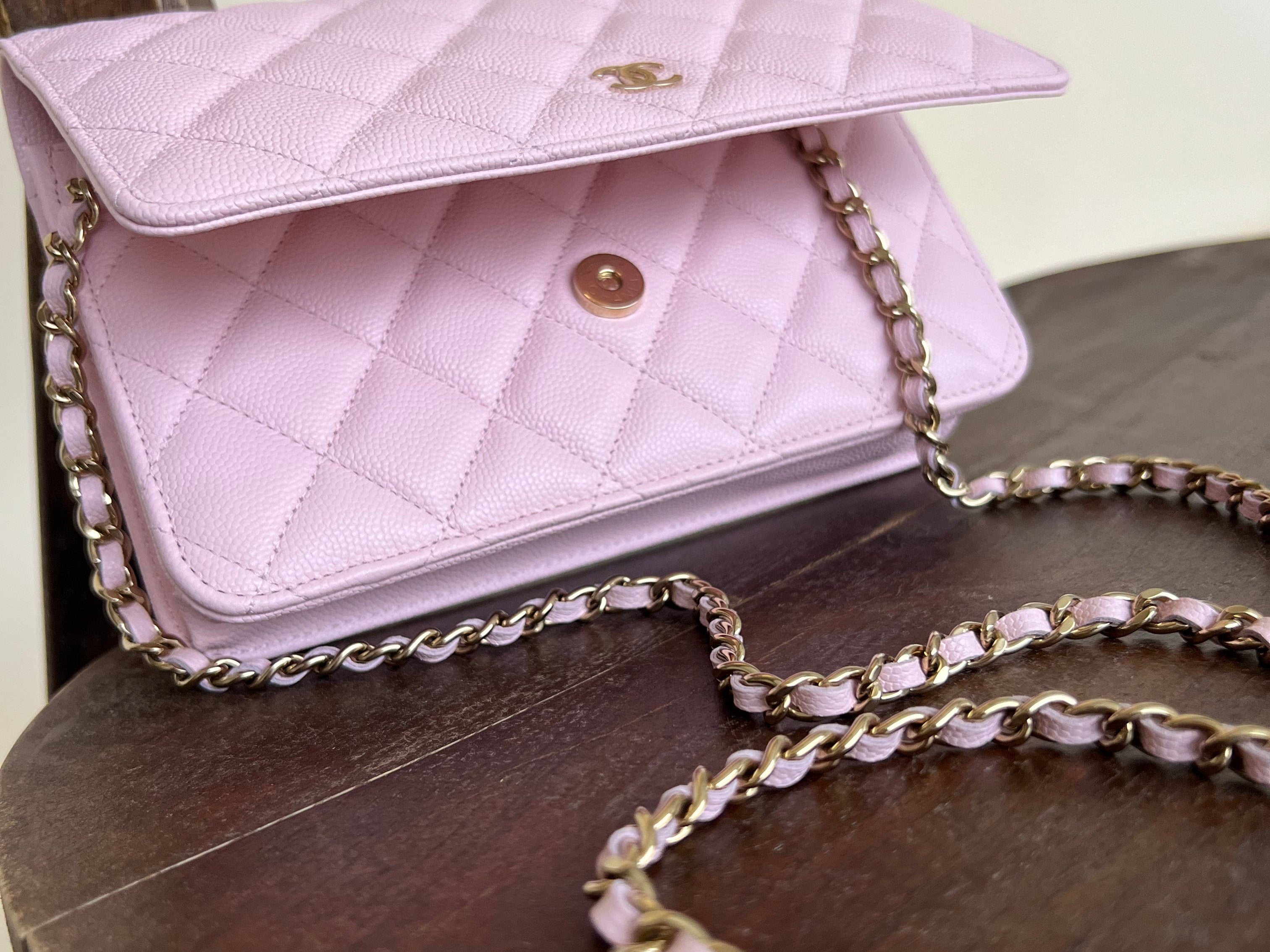 CHANEL Handbag 22S LIGHT PINK CAVIAR QUILTED WALLET ON CHAIN GHW (WOC) -Knockoff
