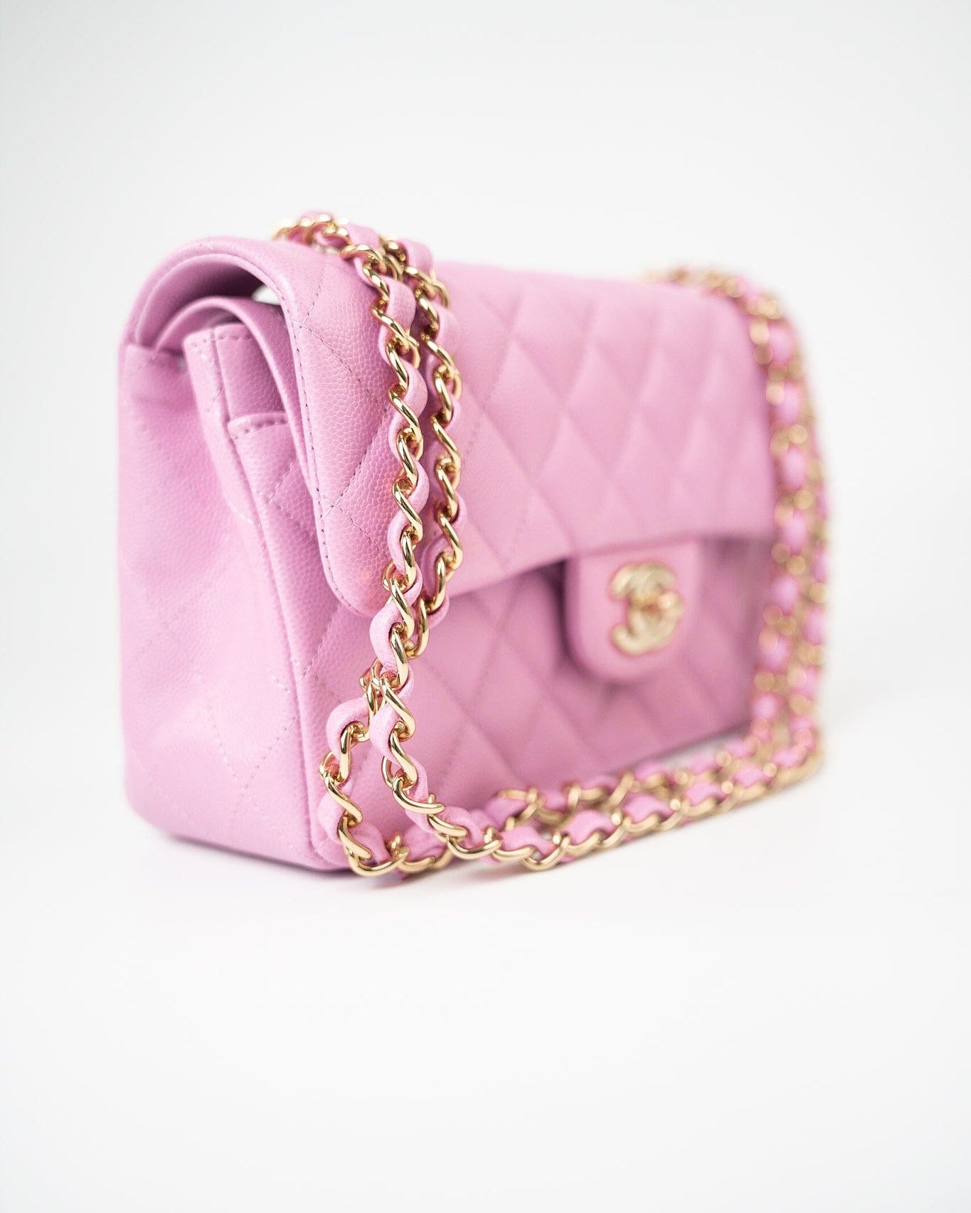 CHANEL Handbag 22S Pink Caviar Quilted Classic Flap Small Light Gold Hardware -Knockoff
