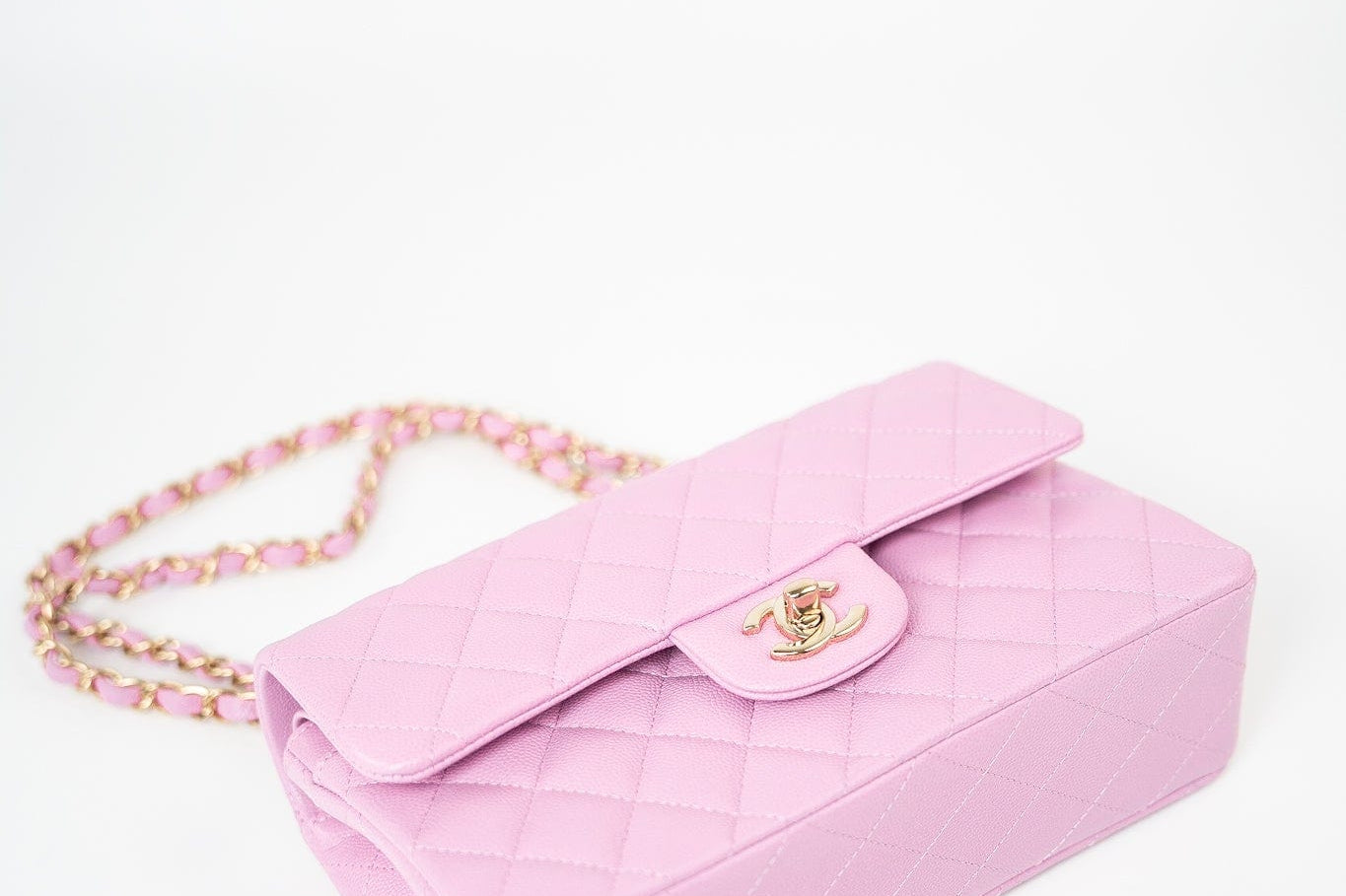 CHANEL Handbag 22S Pink Caviar Quilted Classic Flap Small Light Gold Hardware -Knockoff
