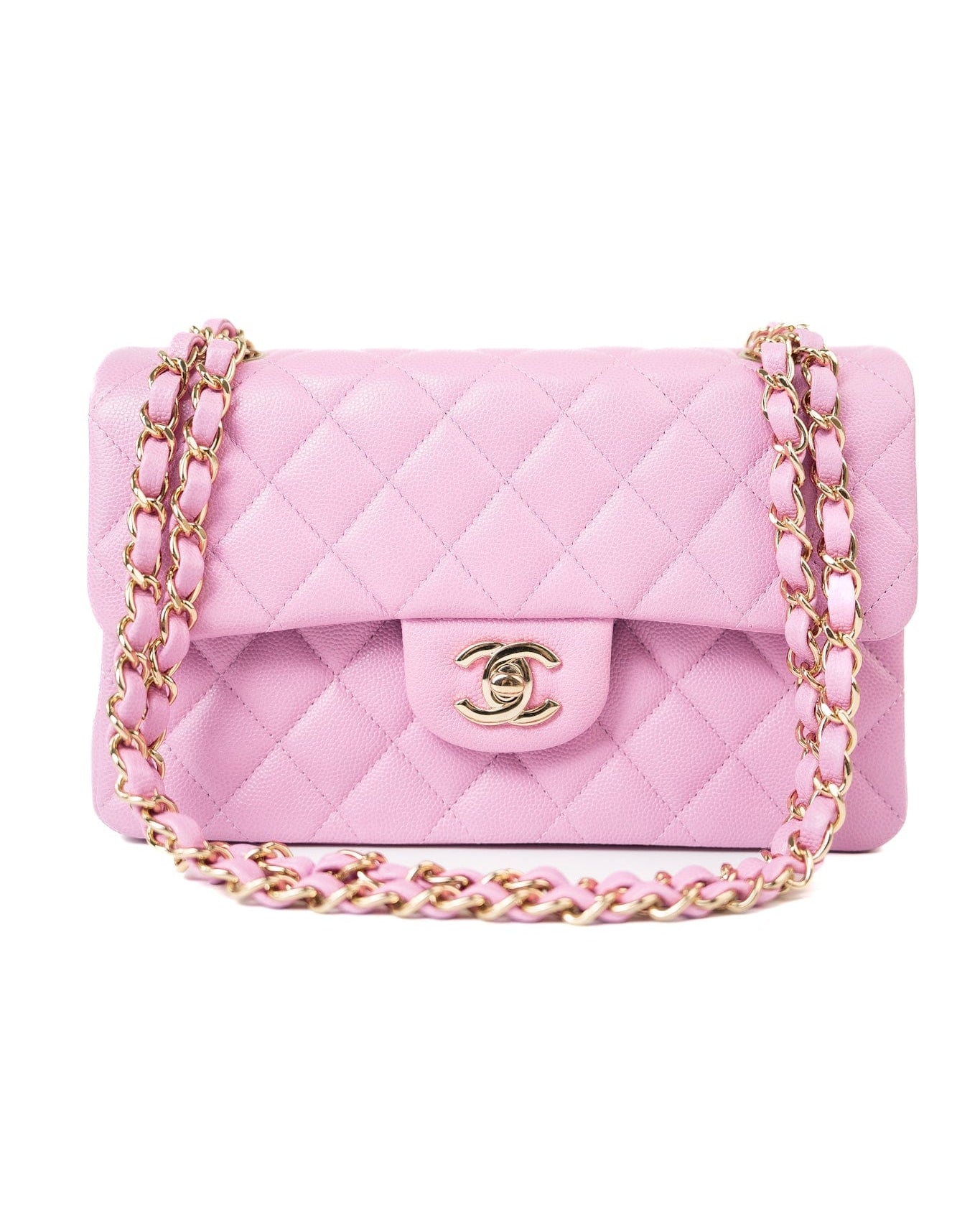 CHANEL Handbag 22S Pink Caviar Quilted Classic Flap Small Light Gold Hardware -Knockoff
