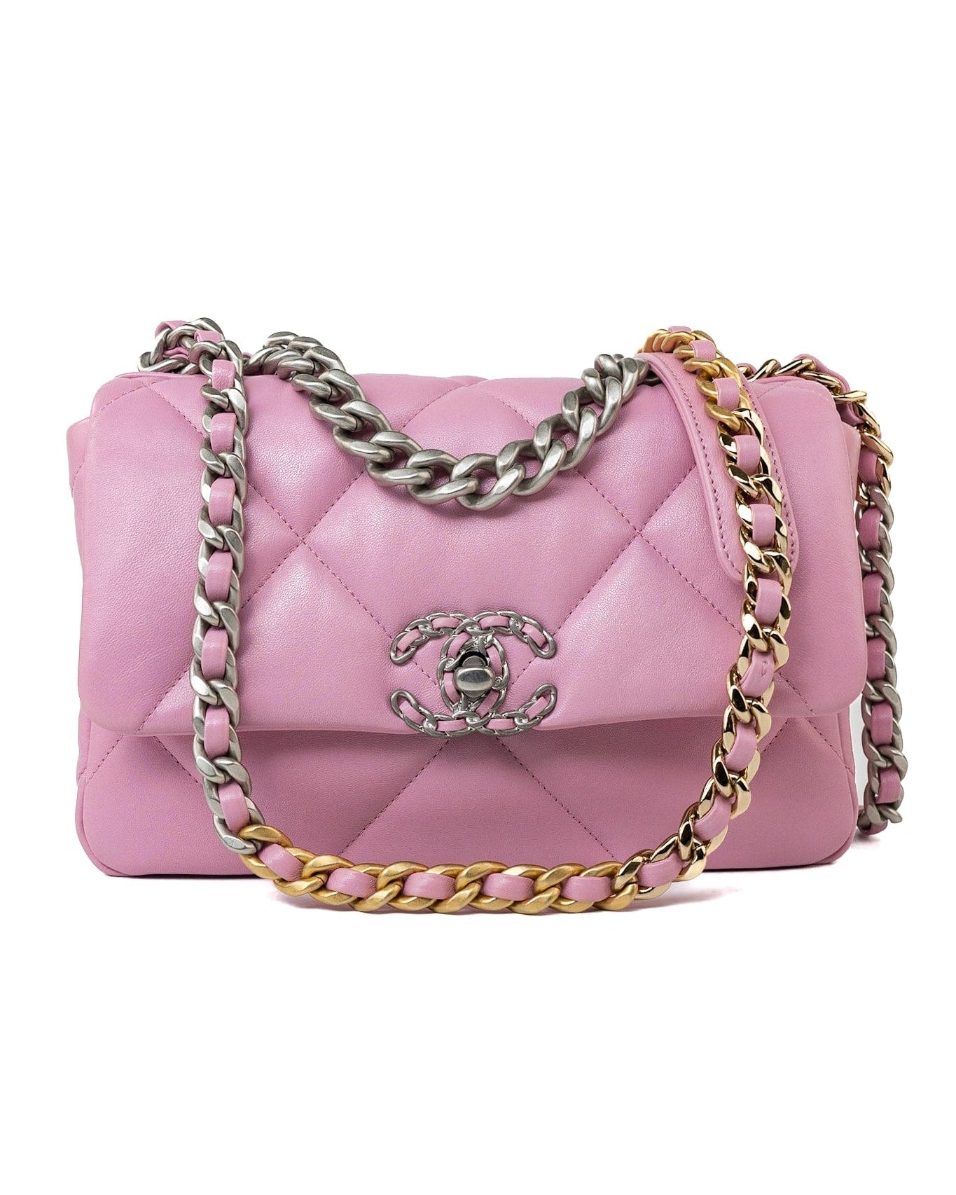 CHANEL Handbag 22S Pink Lambskin Quilted 19 Small Reverse Mixed Hardware -Knockoff
