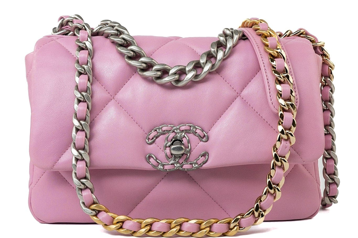 CHANEL Handbag 22S Pink Lambskin Quilted 19 Small Reverse Mixed Hardware -Knockoff
