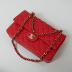 CHANEL Handbag 22S Red Caviar Quilted Classic Double Flap Medium Light Gold Hardware -Knockoff
