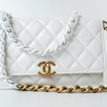 CHANEL Handbag 22S White Lambskin Quilted Wallet on Chain (WOC) -Knockoff
