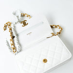 CHANEL Handbag 22S White Lambskin Quilted Wallet on Chain (WOC) -Knockoff
