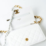 CHANEL Handbag 22S White Lambskin Quilted Wallet on Chain (WOC) -Knockoff
