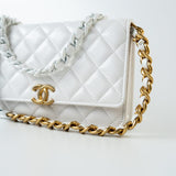 CHANEL Handbag 22S White Lambskin Quilted Wallet on Chain (WOC) -Knockoff
