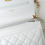 CHANEL Handbag 22S White Lambskin Quilted Wallet on Chain (WOC) -Knockoff
