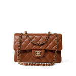 CHANEL Handbag 23A Light Brown Caviar Quilted Classic Flap Small Light Gold Hardware -Knockoff
