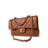 CHANEL Handbag 23A Light Brown Caviar Quilted Classic Flap Small Light Gold Hardware -Knockoff
