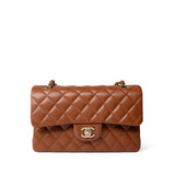 CHANEL Handbag 23A Light Brown Caviar Quilted Classic Flap Small Light Gold Hardware -Knockoff
