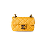 CHANEL Handbag 23A Mini Yellow Lambskin Quilted and Weng Wood Flap Bag -Knockoff
