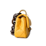 CHANEL Handbag 23A Mini Yellow Lambskin Quilted and Weng Wood Flap Bag -Knockoff
