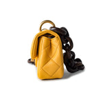 CHANEL Handbag 23A Mini Yellow Lambskin Quilted and Weng Wood Flap Bag -Knockoff
