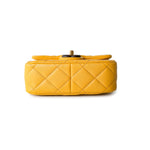 CHANEL Handbag 23A Mini Yellow Lambskin Quilted and Weng Wood Flap Bag -Knockoff
