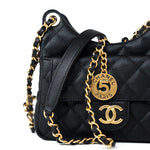 CHANEL Handbag 23P Black Caviar Quilted Hobo Bag Small Antique Gold Hardware -Knockoff
