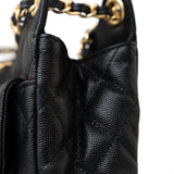 CHANEL Handbag 23P Black Caviar Quilted Hobo Bag Small Antique Gold Hardware -Knockoff
