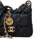 CHANEL Handbag 23P Black Caviar Quilted Hobo Bag Small Antique Gold Hardware -Knockoff
