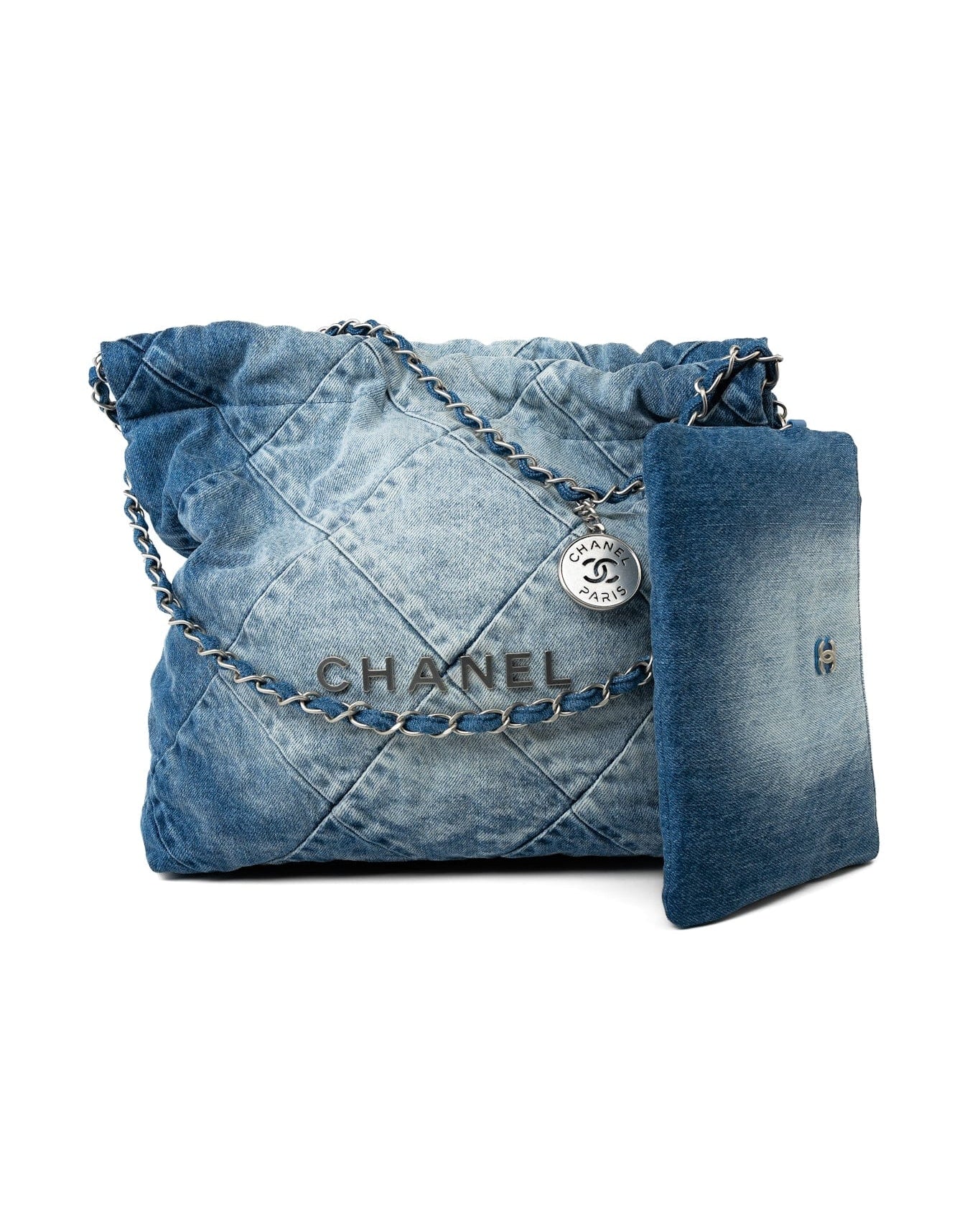 CHANEL Handbag 23P Denim Quilted 22 Small Drawstring Bag -Knockoff
