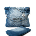 CHANEL Handbag 23P Denim Quilted 22 Small Drawstring Bag -Knockoff
