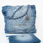 CHANEL Handbag 23P Denim Quilted 22 Small Drawstring Bag -Knockoff
