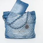 CHANEL Handbag 23P Denim Quilted 22 Small Drawstring Bag -Knockoff
