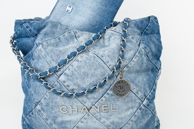 CHANEL Handbag 23P Denim Quilted 22 Small Drawstring Bag -Knockoff
