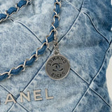 CHANEL Handbag 23P Denim Quilted 22 Small Drawstring Bag -Knockoff
