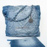 CHANEL Handbag 23P Denim Quilted 22 Small Drawstring Bag -Knockoff
